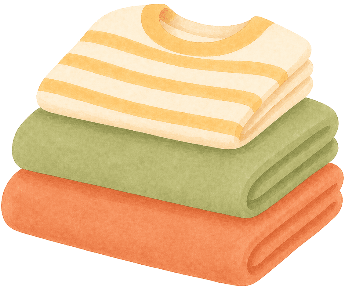 Una pila de ropa infantil doblada