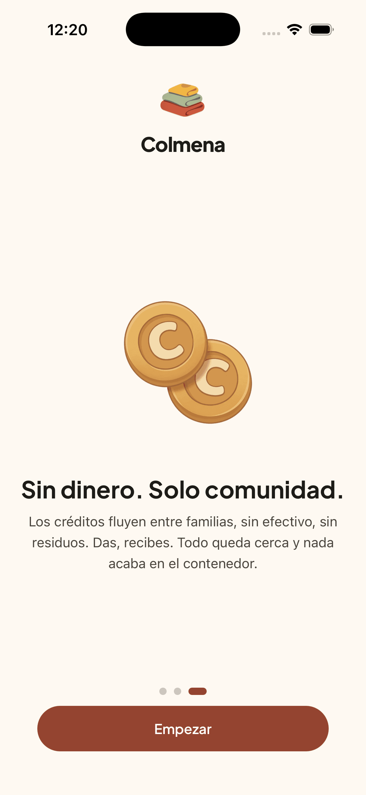 Pantalla de créditos de Colmena